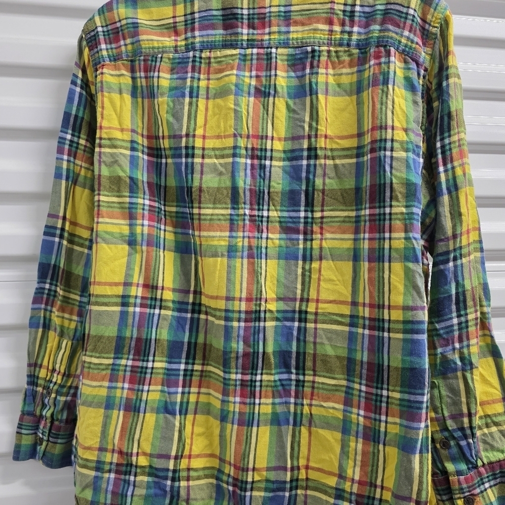 Chaps Men's Yellow and Blue Plaid Shirt - Picture 4 of 5